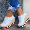 Women's Braided Lace-Up Wedge Shoes, Stylish and Comfortable Footwear for Active Lifestyle, EVA Sole, English Muffin Heel