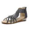 Elegant Rhinestone Wedge Sandals in Black, Beige, and Gold - Women's Fashion Shoes with Cross or Buckle Designs, PVC, and Breathable Zipper Closure