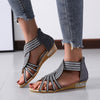 Elegant Rhinestone Open Toe Wedge Sandals in Black, Beige, and Gold - PVC, Breathable, Lightweight, Women's Footwear