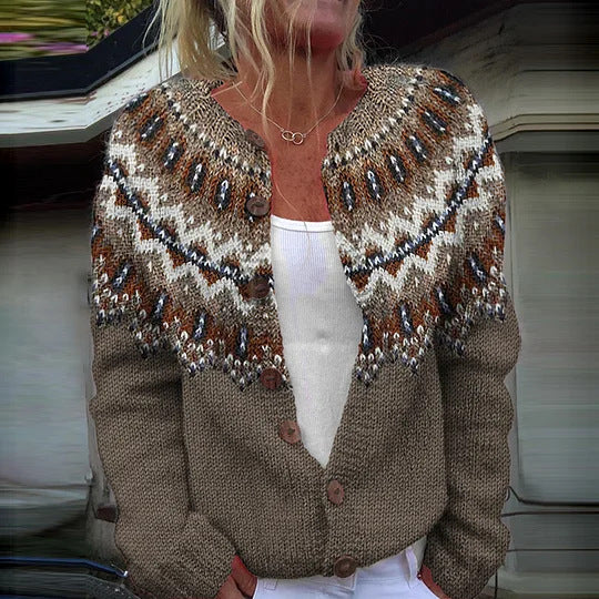 Stylish Warm Single-breasted Winter Totem Cardigan Sweater