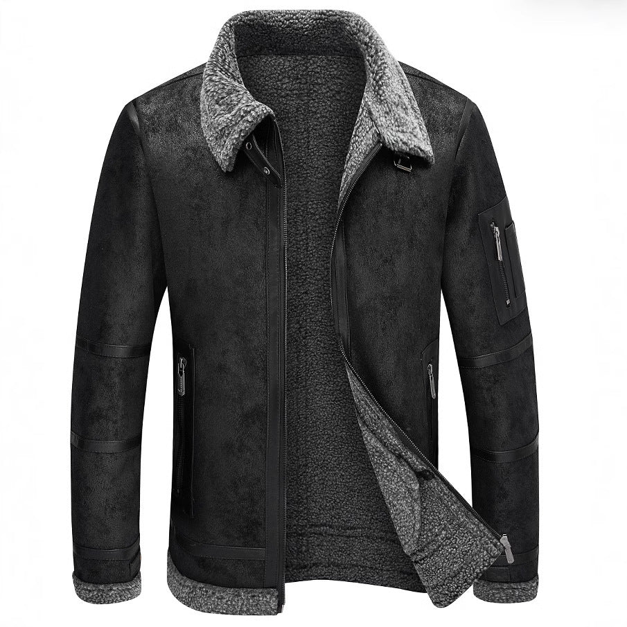 Men's Autumn And Winter Fleece-lined Thickened Fur Jacket