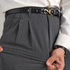 Classic High-Waist Polyester Suit Trousers in Dark Gray, Men's Fashion, Workplace Attire.