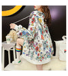 Women's Velvet-Lined Floral Print Hoodie in Black, Gray, or White - Elegant and Warm Plus Size Hoodie with Hood for Cozy Style