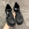 Women's Mesh Mary Jane Sandals - Black/Apricot, Low Heel, Korean Style, Round Toe, Comfortable All-Season Footwear, Short Heel - Sizes 35-40