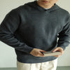 Men's Retro Pullover Hooded Sweater in Camel & Dark Gray - Cozy Winter Knitwear for Men - Long Sleeve Pullover Sweater