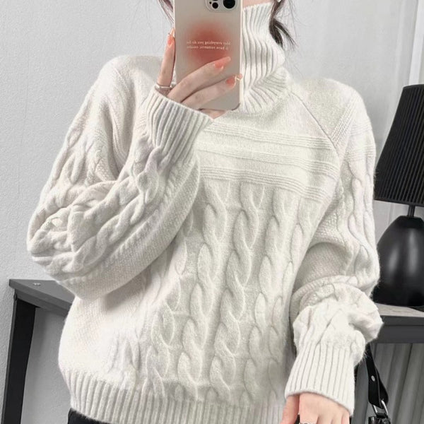 Women's Slimming Knitted Top in Idle Style - Polyester, Long Sleeves, Casual Elegance - All Season, Loose Fit - Sizes S to 3XL