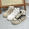 Women's High-Top Sneakers, Fleece-Lined Winter Shoes - Chic Patterns, Warm & Stylish - Brushed Khaki, Velvet White, Velvet Black