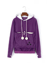 Women's Stylish Pet Pocket Hoodie Sweatshirt with Trendy Print Design for Cat Lovers