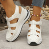 Breathable Women's Summer Wedge Sandals in Black - Hollow Design. PU Material, Velcro Closure. Sizes 36-42.