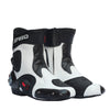 Breathable Anti-Collision Mid-Length Cycling Boots in Black, White, Red by RIDING TRIBE. Model A004, sizes 40-45. All-season comfort & protection for riders.