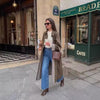 Women's Khaki Polo Trench Coat, Long Sleeve Stylish Trench - Autumn & Winter Wear Women's Fashion - High-Quality Polyester Coat