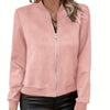 Chic Solid Color Zip-Up Winter Jacket for Women, Slim Fit, Plush Spandex Material