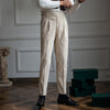 Men's High Waist Corduroy Pants in Milky White, Brown, or Sapphire Blue - Straight-Leg Casual Style - Men's Fashion Essentials