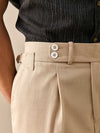 Modern Men's Slim Belted Casual Business Pants in Polyester - Non-Iron Professional Wear for Men's Fashion
