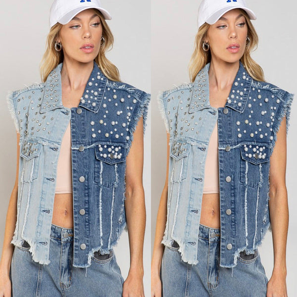 Chic Denim Vest for Women - Blue Short Sleeveless Fashion Top