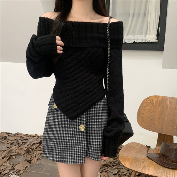 Cozy Off-Shoulder Women's Sweater in 4 Colors - Winter Fashion Piece