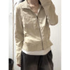 Retro Lightweight Jacket for Women in Creamy-White Hue, Urban Style, Long Sleeve, Early Autumn.