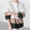 Cozy Color-Block Knit Sweater gray khaki green S-XL - Women's Fall/Winter Fashion Pullover Trendy Casual Chic Wear