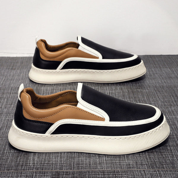 Tide Brand Men's White Low-Top Sneakers, Round Toe, Microfiber Lining, Hardwearing Design, Fashionable Casual Shoes