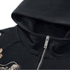 Dragon Embroidered Black Hooded Zipper Sweatshirt - Unisex Cotton Winter Wear
