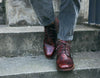 Men's Retro Style Soft Leather Sneakers in Wine Red and Bronze - Trendy and comfortable male footwear with durable rubber soles.