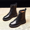 Women's Cozy Fleece-Lined Mid-Calf Martin Boots, Black, Sizes 35-40