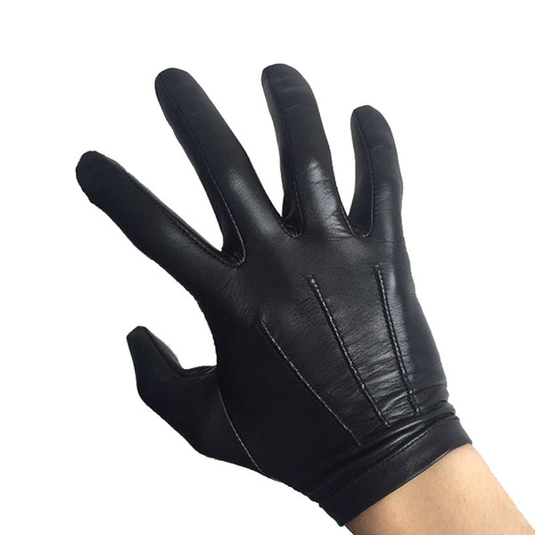 Luxury Men's Fleece-Lined Sheepskin Gloves in Brown and Black