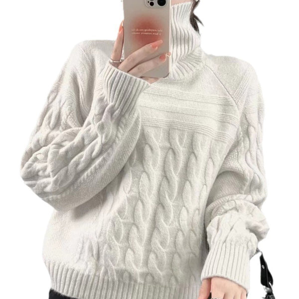 Women's Slimming Knitted Top in Idle Style, Long Sleeve Polyester Pullover. Casual, Comfortable Fit for All Seasons.