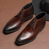 Men's Leather Martin Boots for Fall & Winter, Business Style, Black & Brown, Comfortable & Durable Footwear, Mid Heel, Stylish Design