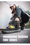 High-Top Noctilucent Winter Sneakers for Men - Black Warrior & Gray - Versatile, Warm & Durable - Sizes 36-45