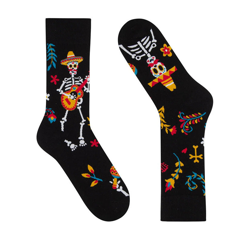 Colorful Skull Jacquard Trendy Socks Cotton Street Fashion