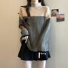 Chic Half Turtleneck Pullover Sweater in Blue - Plus Size Casual Wear, Soft Viscose Fiber Fabric.