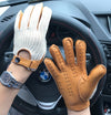 Unisex Breathable Crochet Pilots Gloves in Camel Yellow for Outdoor Sports Touch Screen Compatible
