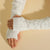 Women's Wool Twist Half-Finger Winter Gloves - Short Arm Sleeve in Creamy White - Non-Slip Warm Accessories