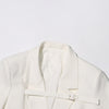 Chic White Patchwork Slim-Fit Jacket for Women - Drawstring Style. High-Fashion Office & Casual Wear. Sizes S to XL. Premium Polyester.
