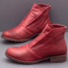 Women's Martin Leather Boots in Red, Brown, Khaki - High Heeled, Casual Round Toe - All Season Fashion Footwear