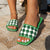 Stylish Plaid Beach Sandals with PU Leather Lining in Green, Apricot, and Black - Size 36-43 - Women's Casual Footwear