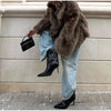 Chic Plush Fur Coat in Rich Brown - Casual & Warm Winter Wear - Japanese & Korean Style - Mao Mao Detail - Polyester - Various Sizes - Women's Coat