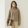 Luxurious Cashmere Sweater with Stand Collar, Five-Strand Design, Contrast Colors