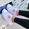 Women's Lace-Up Platform Shoes in Vibrant Colors - Mid-Heel Leisure Pumps in Cloth Material