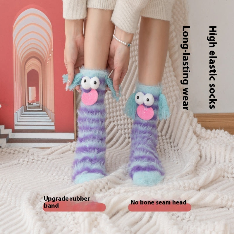 Plush Funny Floor Thick Thermal Middle Tube Socks