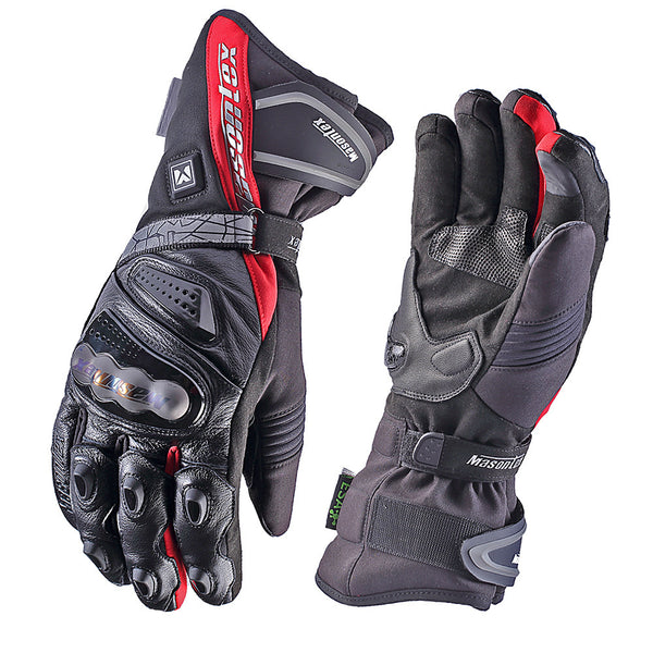 Masontex Advanced Electric Heated Motorcycle Gloves in Black and Red, Waterproof Windproof Gloves with Thinsulate for Maximum Warmth.