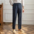Chic Linen Drawstring Pants in Navy Blue or Khaki - High Waist Straight Cut Casual Wear with Comfortable Fit