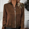 Chic Solid Color Zip-Up Jacket for Women in Pink - Spandex Winter and Autumn Outerwear - Slim Fit Fashion Coat.