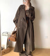 Chic Autumn Trench Coat with Raglan Sleeves and Wide Lapels, Polyester Women's Outerwear.