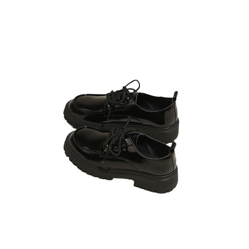 Women's Thick-soled Lace-up Leather Shoes