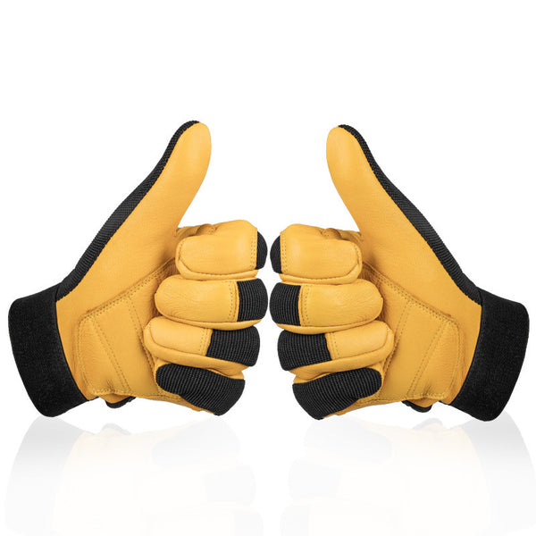 Eco-Friendly Deerskin Cycling Gloves in Yellow and Green