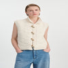 Chic Vintage-Style Diamond-Lattice Cotton Vest - Creamy-White - Women's Fashion - Comfortable and Stylish Look