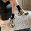 Classic Casual Sneakers 'Raise The Bottom' in Leather - Cross Strap Design, Gray Silver Color - Stylish and Comfortable Daddy Shoes