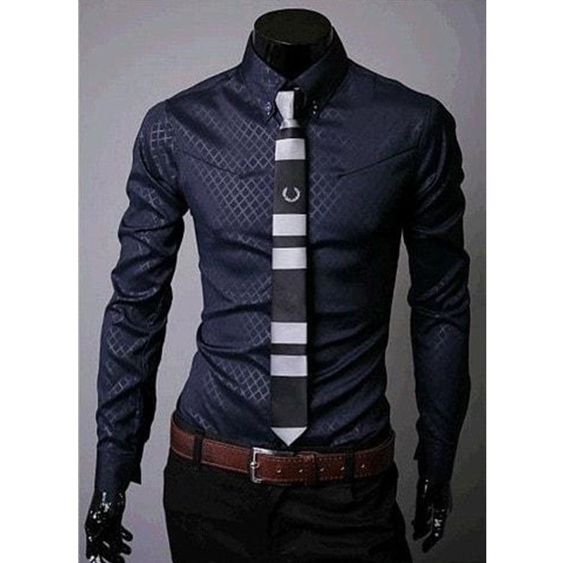 Fitted Shirts For Men Designer Plaid Stripes Pattern